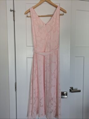 DKNY Pale Pink Floral Jacquard Midi Dress